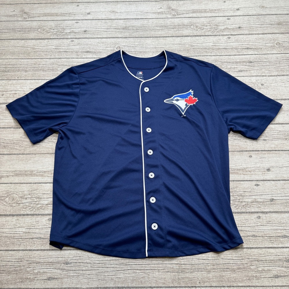 Toronto Blue Jays Jersey Men's XL Navy Blue Button Up MLB Baseball Sportswear